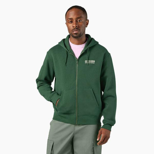 Dickies Bolivar Fleece Full Zip Hoody Pine Needle Green-Black Sheep Skate Shop
