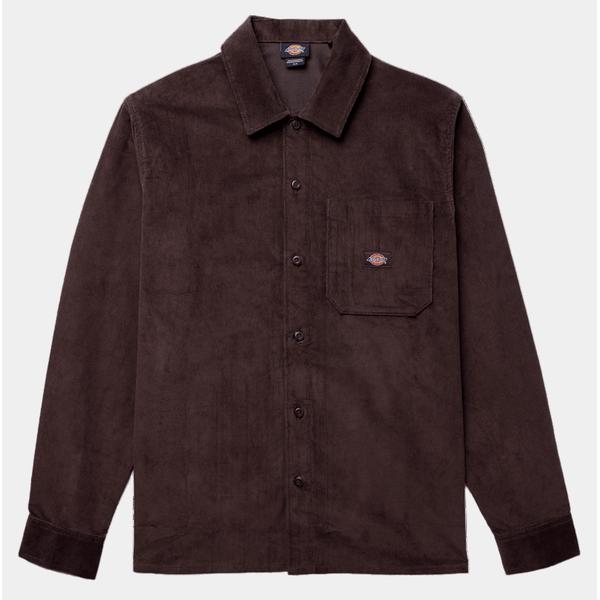 Dickies Corduroy Long Sleeve Relaxed Fit Work Shirt Chocolate Brown-Black Sheep Skate Shop