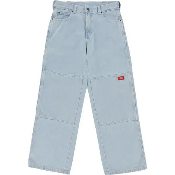 Dickies Double Knee Denim Work Jeans Loose Fit Straight Leg Denim Vintage Wash-Black Sheep Skate Shop