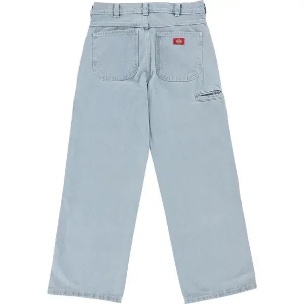 Dickies Double Knee Denim Work Jeans Loose Fit Straight Leg Denim Vintage Wash-Black Sheep Skate Shop