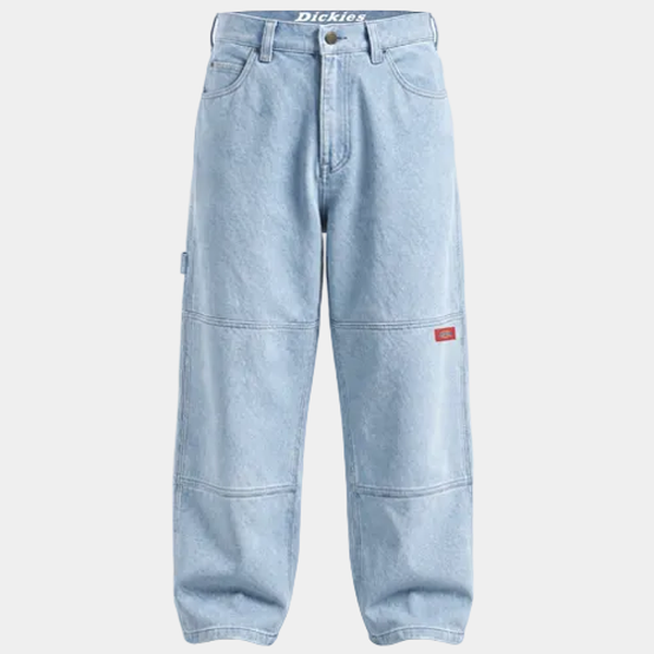 Dickies Double Knee Denim Work Jeans Loose Fit Straight Leg Denim Vintage Wash-Black Sheep Skate Shop