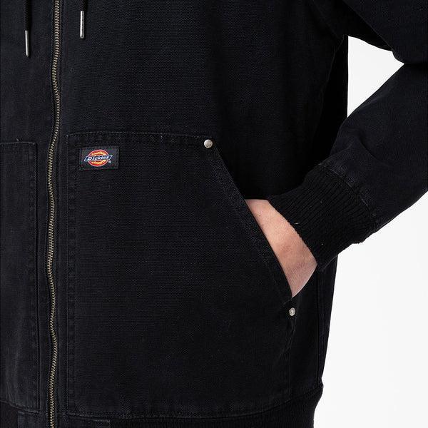 Dickies Duck Hooded Bomber Jacket Stonewashed Black-Black Sheep Skate Shop