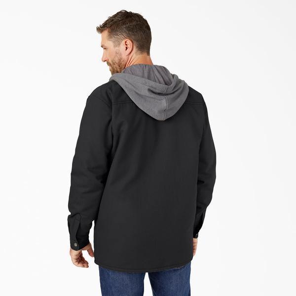 Dickies Fleece Hooded Duck Shirt Jacket with Water Repellent Black-Black Sheep Skate Shop