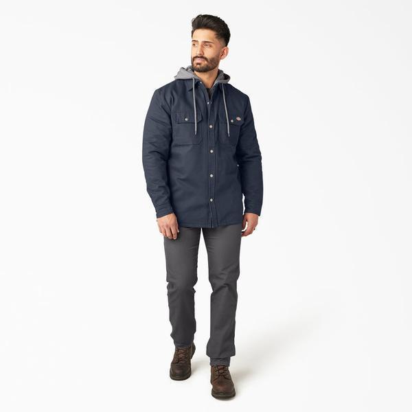 Dickies Fleece Hooded Duck Shirt Jacket with Water Repellent Dark Navy-Black Sheep Skate Shop
