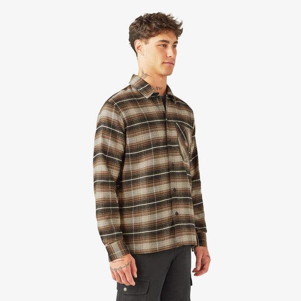 Dickies Forest Check Flannel Shirt Mushroom-Black Sheep Skate Shop