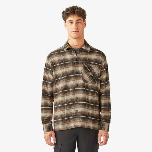 Dickies Forest Check Flannel Shirt Mushroom-Black Sheep Skate Shop