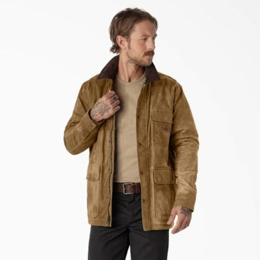 Dickies Fully Waxed Canvas Flannel Lined Chore Coat Brown Duck-Black Sheep Skate Shop