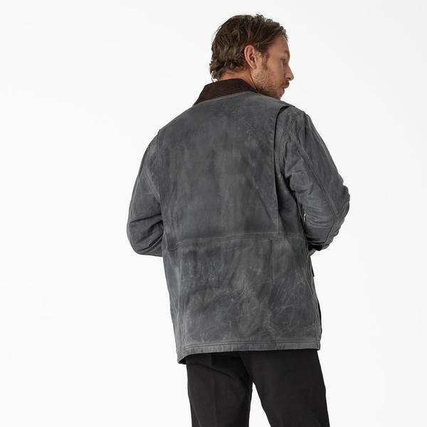 Dickies Fully Waxed Canvas Flannel Lined Chore Coat Charcoal-Black Sheep Skate Shop