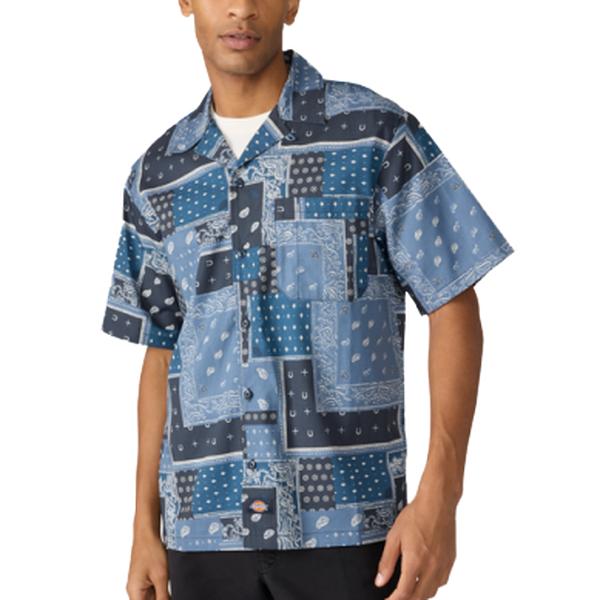 Dickies Glandorf Bandana Twill Short Sleeve Shirt Navy-Black Sheep Skate Shop