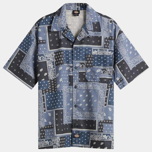 Dickies Glandorf Bandana Twill Short Sleeve Shirt Navy-Black Sheep Skate Shop
