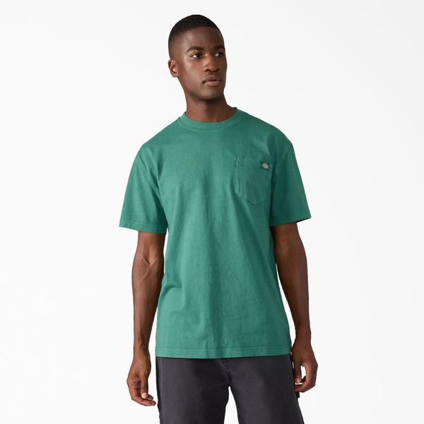 Dickies Heavy Weight Worn In Pocket T-Shirt Pigment Dyed Needle Green-Black Sheep Skate Shop