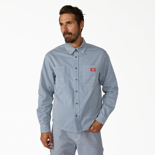 Dickies Hickory Stripe Long Sleeve Work Shirt Retro Indigo-Black Sheep Skate Shop