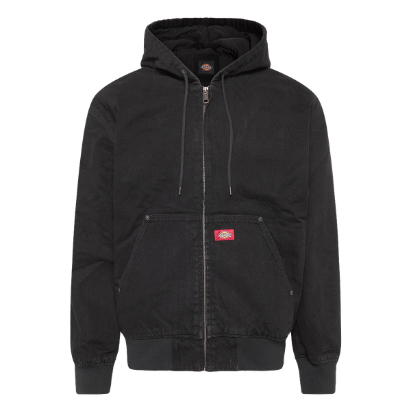 Dickies Hillham Lined Denim Hooded Bomber Jacket Black Wash-Black Sheep Skate Shop