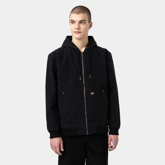Dickies Hooded Lined Bomber Jacket Stonewashed Black-Black Sheep Skate Shop