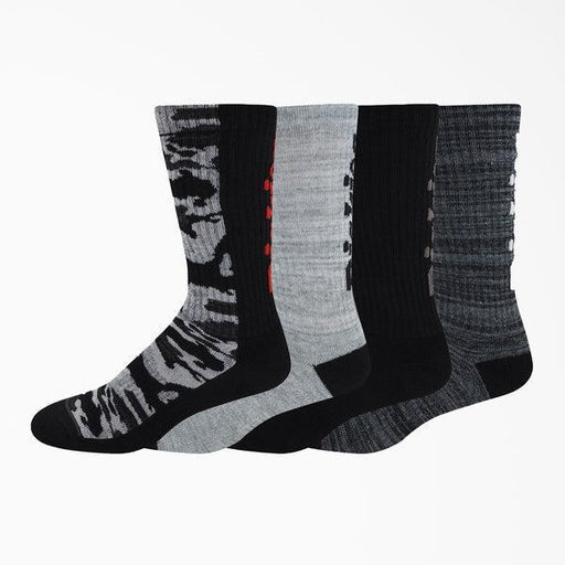 Dickies Logo Performance Camo Crew Socks 4 Pack Black - Gray Marled-Black Sheep Skate Shop