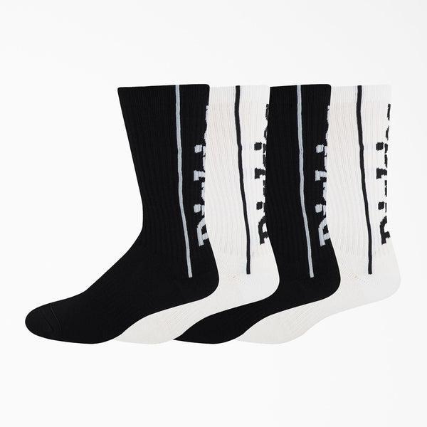 Dickies Logo Performance Crew Socks 4 Pack White - Black-Black Sheep Skate Shop