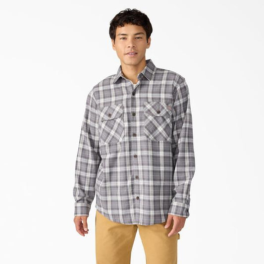 Dickies Long Sleeve Flannel Work Shirt December Sky-Black Sheep Skate Shop