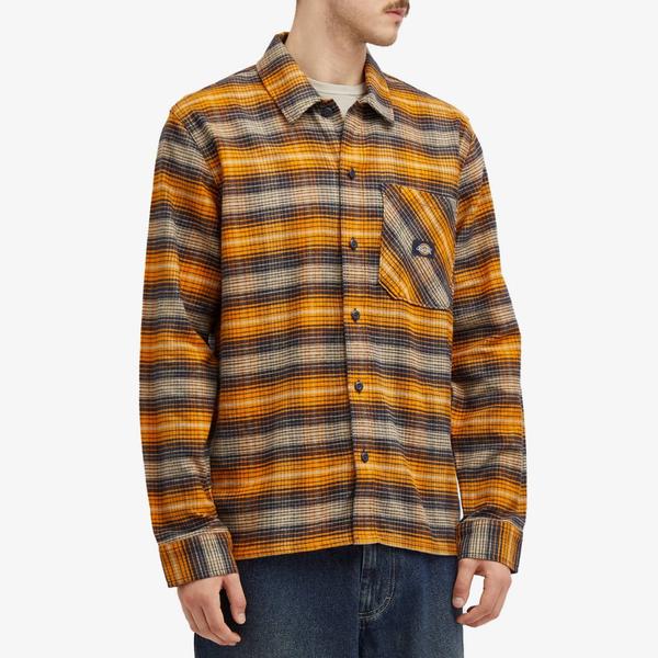 Dickies Long Sleeve Flannel Work Shirt Orange-Black Sheep Skate Shop