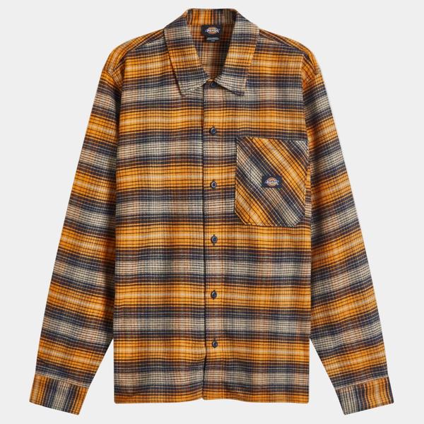 Dickies Long Sleeve Flannel Work Shirt Orange-Black Sheep Skate Shop