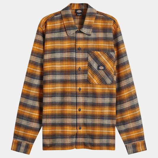 Dickies Long Sleeve Flannel Work Shirt Orange-Black Sheep Skate Shop