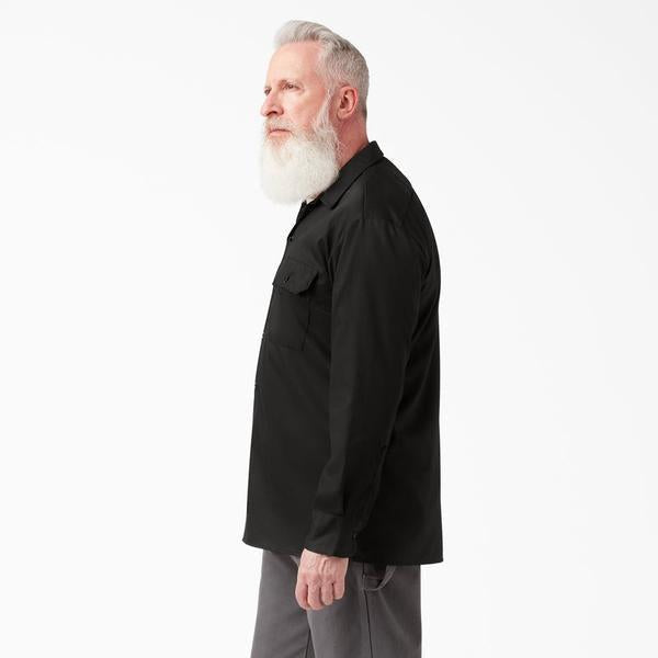 Dickies Long Sleeve Flex Twill Work Shirt Black-Black Sheep Skate Shop