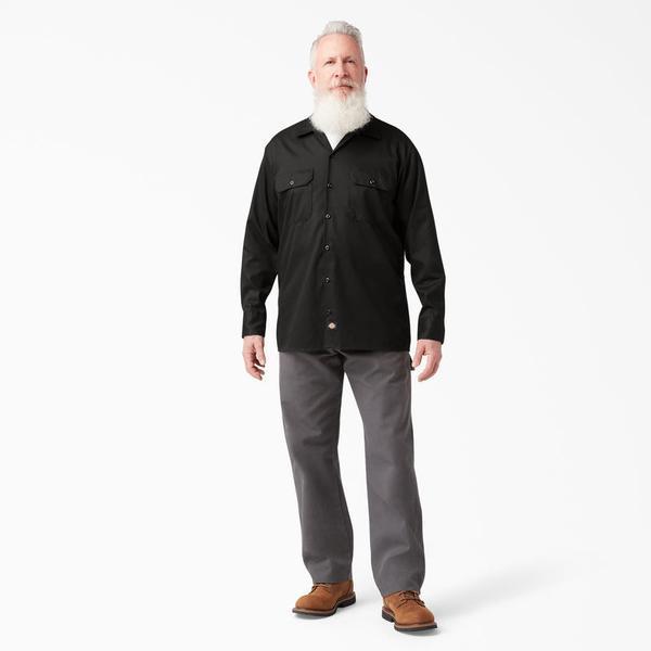 Dickies Long Sleeve Flex Twill Work Shirt Black-Black Sheep Skate Shop