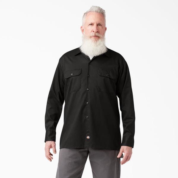 Dickies Long Sleeve Flex Twill Work Shirt Black-Black Sheep Skate Shop