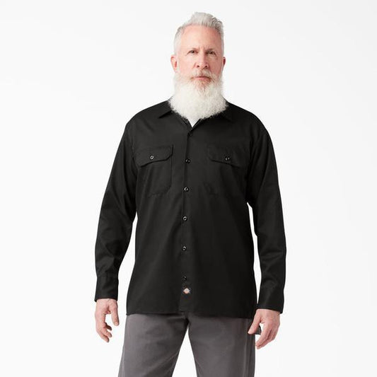 Dickies Long Sleeve Flex Twill Work Shirt Black-Black Sheep Skate Shop