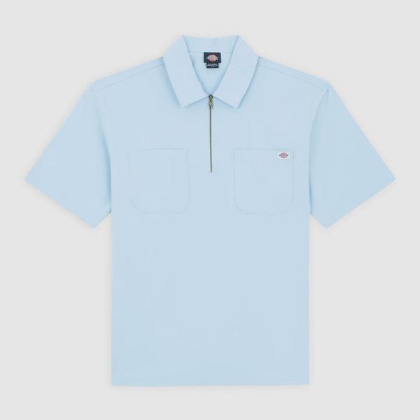 Dickies Ranch Quarter Zip Short Sleeve Shirt Light Blue-Black Sheep Skate Shop