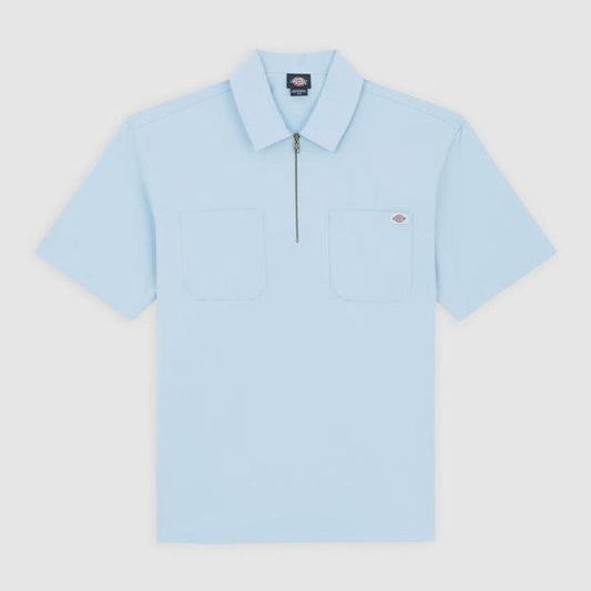 Dickies Ranch Quarter Zip Short Sleeve Shirt Light Blue-Black Sheep Skate Shop