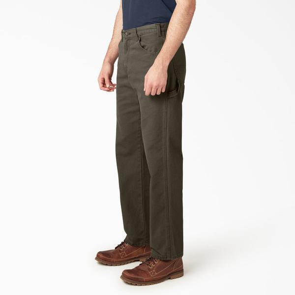 Dickies Relaxed Fit Heavyweight Duck Carpenter Pants Rinsed Moss Green-Black Sheep Skate Shop