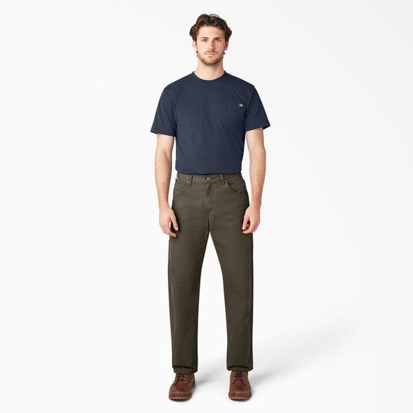 Dickies Relaxed Fit Heavyweight Duck Carpenter Pants Rinsed Moss Green-Black Sheep Skate Shop