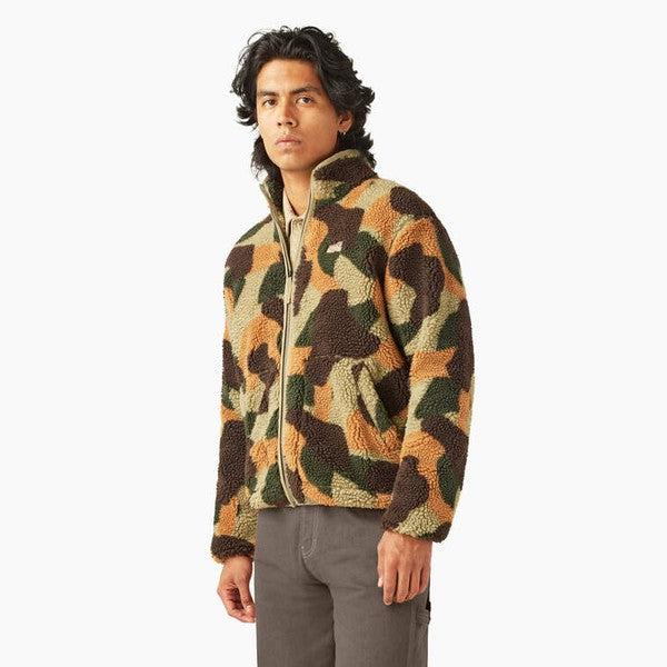 Dickies Relaxed Fit High Pile Fleece Camo Jacket Imperial Green-Black Sheep Skate Shop