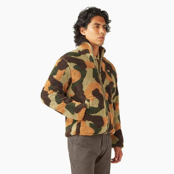 Dickies Relaxed Fit High Pile Fleece Camo Jacket Imperial Green-Black Sheep Skate Shop