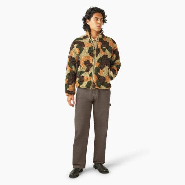 Dickies Relaxed Fit High Pile Fleece Camo Jacket Imperial Green-Black Sheep Skate Shop