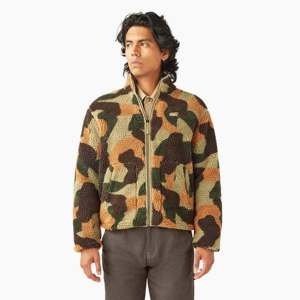 Dickies Relaxed Fit High Pile Fleece Camo Jacket Imperial Green-Black Sheep Skate Shop