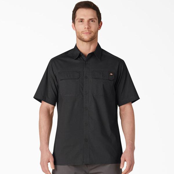 Dickies Ripstop Short Sleeve Work Shirt Black-Black Sheep Skate Shop