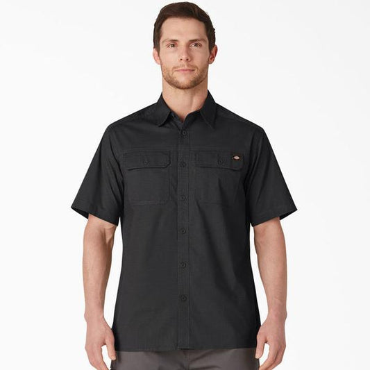 Dickies Ripstop Short Sleeve Work Shirt Black-Black Sheep Skate Shop
