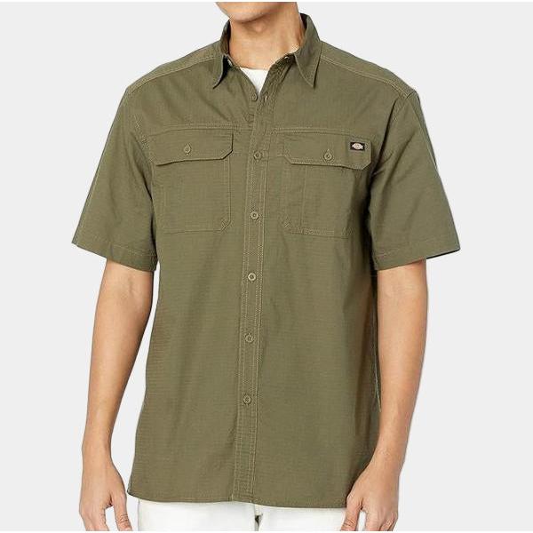 Dickies Ripstop Short Sleeve Work Shirt Olive-Black Sheep Skate Shop