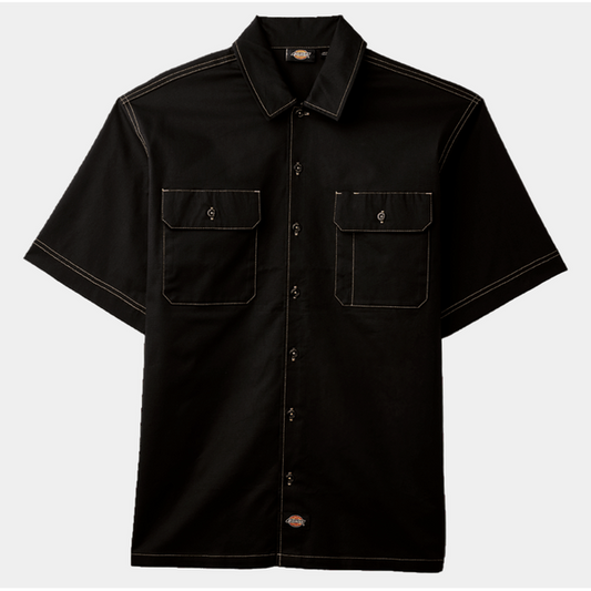 Dickies Riverbend Short Sleeve Work Shirt Black-Black Sheep Skate Shop