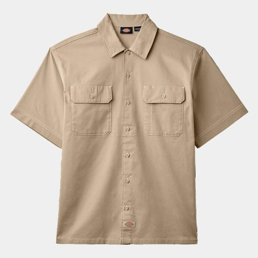 Dickies Riverbend Short Sleeve Work Shirt Desert Sand-Black Sheep Skate Shop