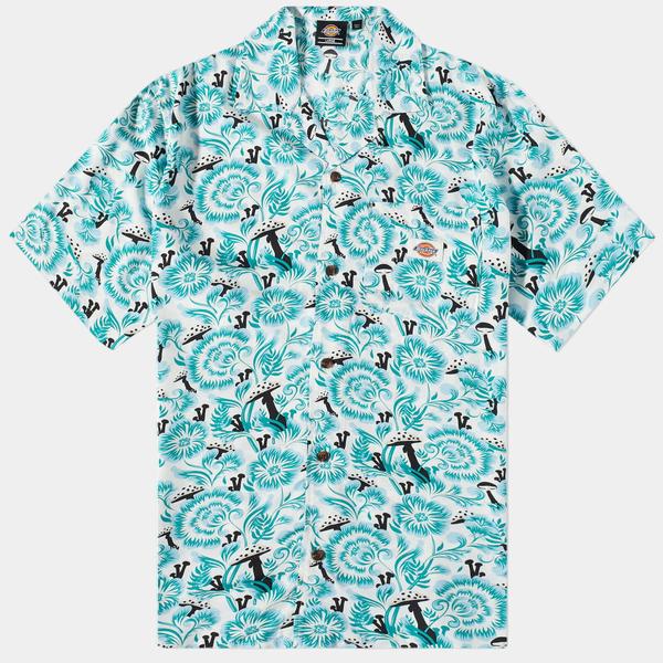 Dickies Roseburg Vacation Short Sleeve Shirt Blue Floral-Black Sheep Skate Shop