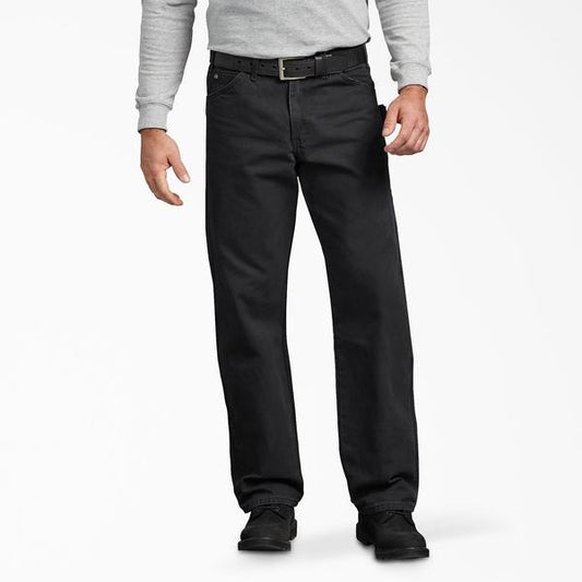 Dickies Sanded Duck Carpenter Pants Relaxed Fit Straight Leg Rinsed Black-Black Sheep Skate Shop
