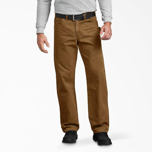 Dickies Sanded Duck Carpenter Pants Relaxed Fit Straight Leg Rinsed Brown-Black Sheep Skate Shop