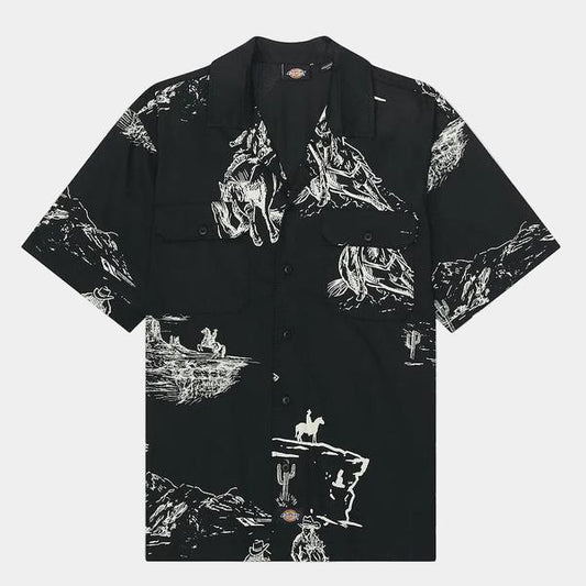 Dickies Savage Twill Short Sleeve Work Shirt Black-Black Sheep Skate Shop