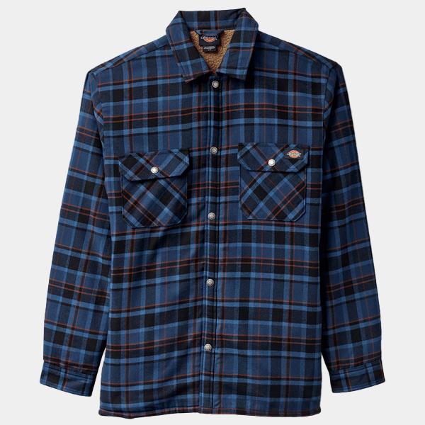 Dickies Sherpa Lined Flannel Shirt Jacket Navy Academy-Black Sheep Skate Shop