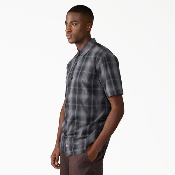 Dickies Short Sleeve Plaid Work Shirt Black - Grey-Black Sheep Skate Shop