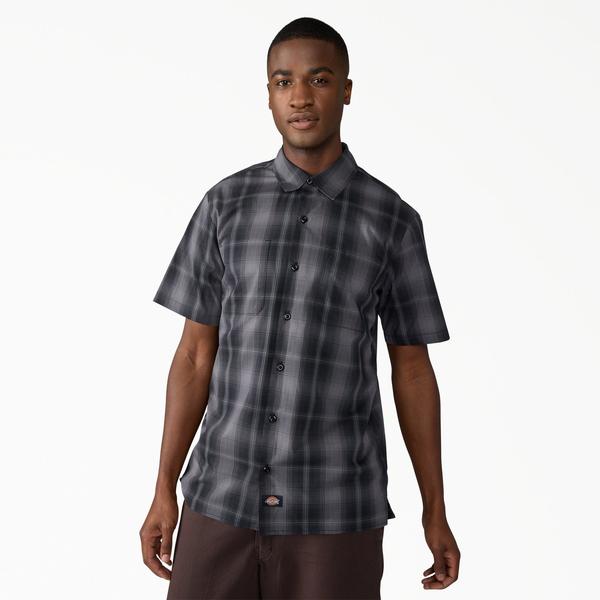 Dickies Short Sleeve Plaid Work Shirt Black - Grey-Black Sheep Skate Shop