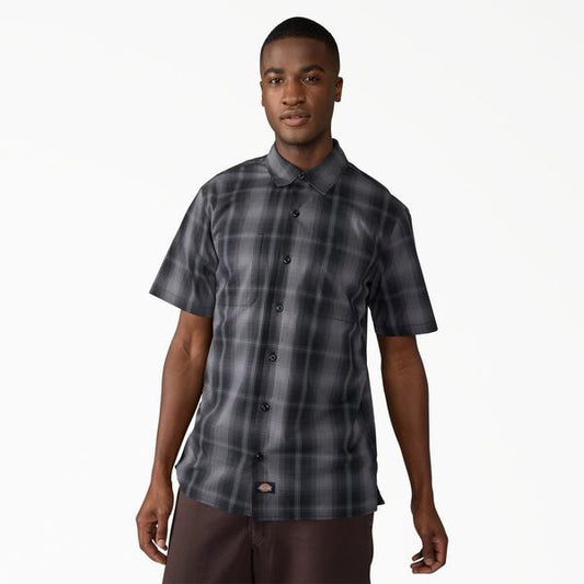 Dickies Short Sleeve Plaid Work Shirt Black - Grey-Black Sheep Skate Shop