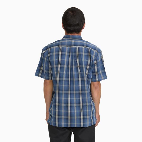 Dickies Short Sleeve Plaid Work Shirt Retro Indigo - Tan-Black Sheep Skate Shop